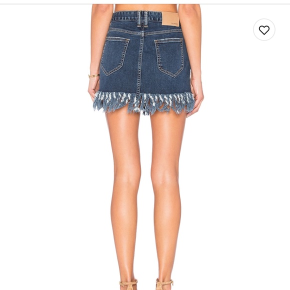 Tularosa Aubrey 5 pocket fringe mini denim skirt - Picture 3 of 5
